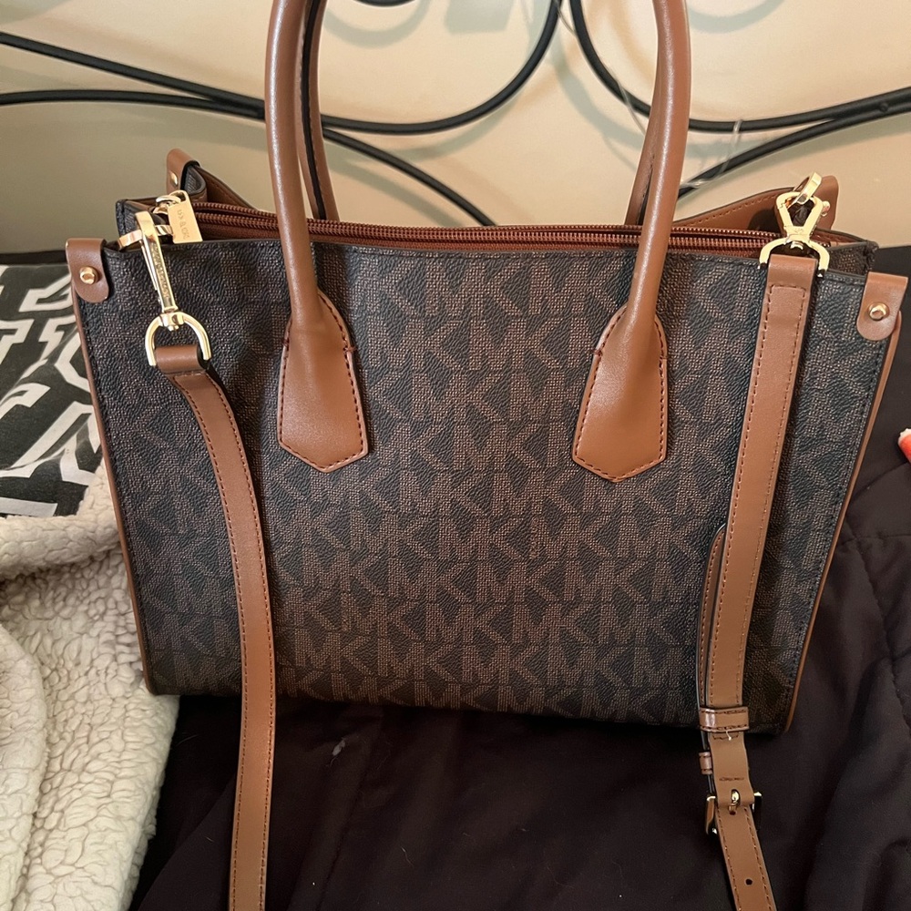 Michael Kors Brown Crossbody Bag with Gold Hardware